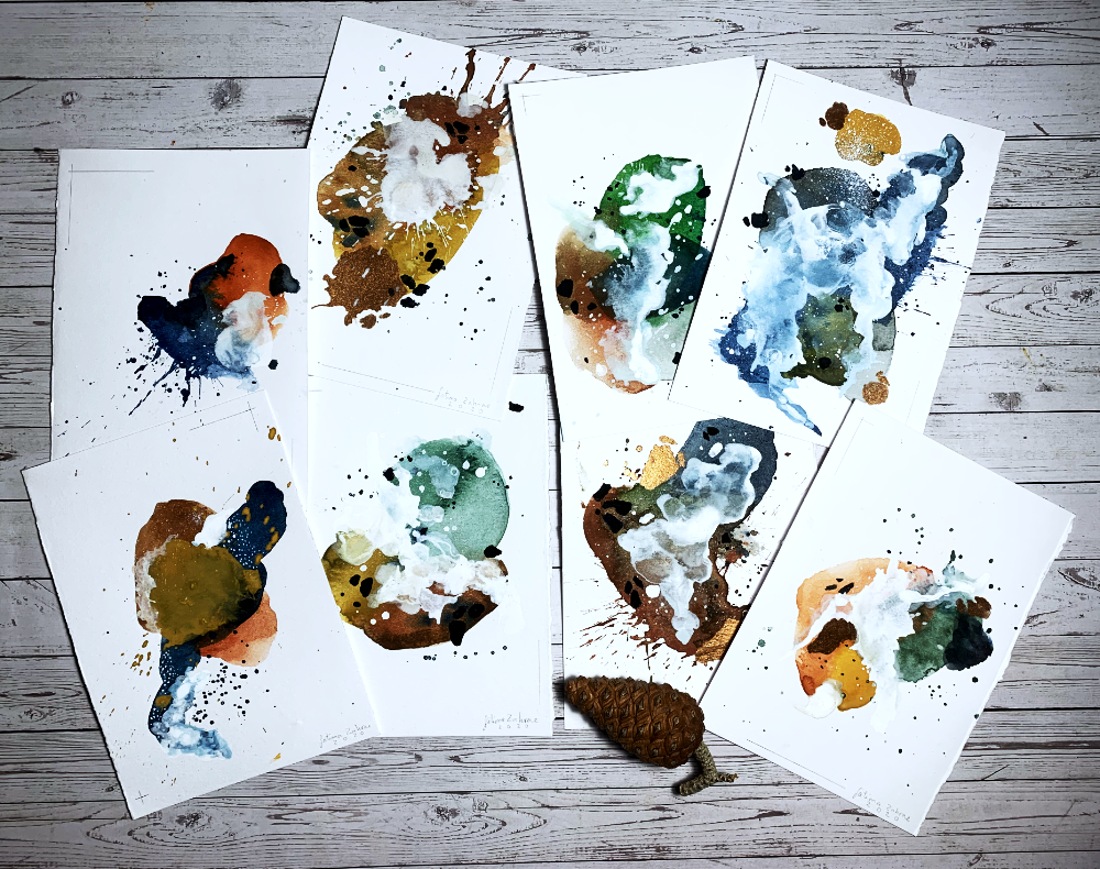 Abstract watercolor paintings, emotions and Hikes